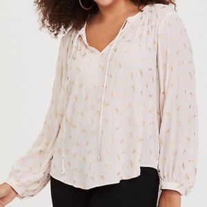 Torrid Ivory Feather Crepe Blouse